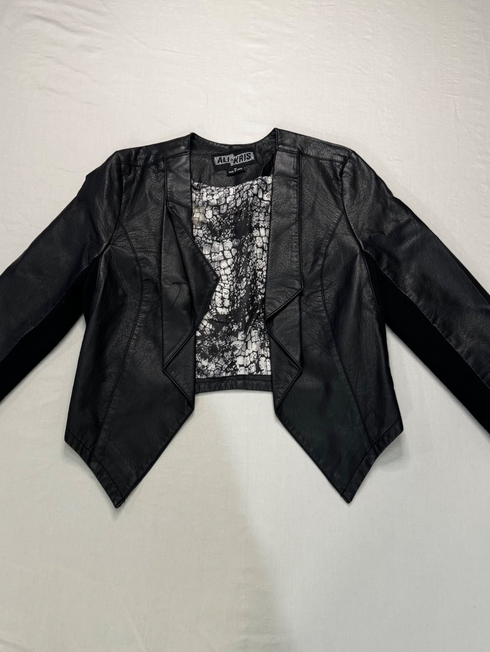 ALI KRIS Black Faux Leather Moto Jacket Blazer Y2K Grunge Goth M